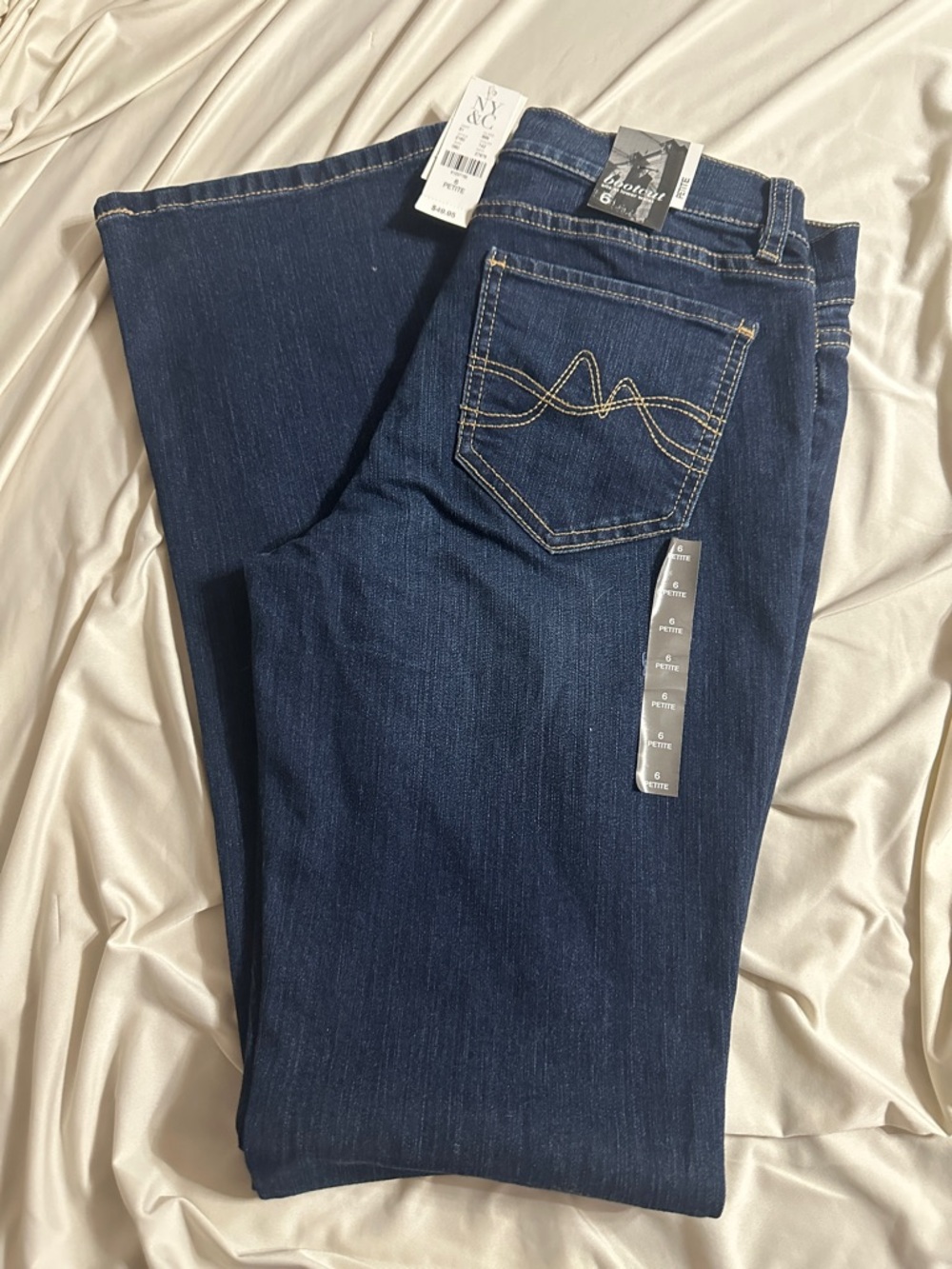 New York & Company Indigo Bootcut Jeans with Contrast Stitching